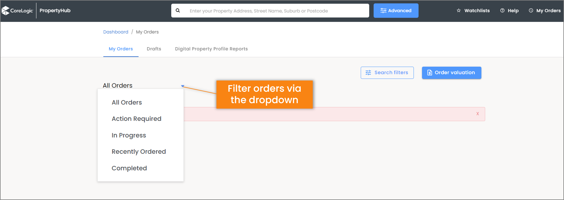 Filter my orders propertyhub.png